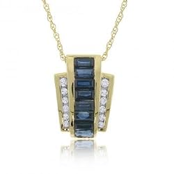 Sapphire & Diamond Slide Pendant Necklace Yellow Gold