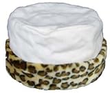 Warm Hat with Faux Fur Leopard Print Trim