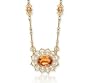 14k Yellow Gold Filigree 1/6 Carat Diamond Citrine Necklace