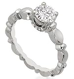 Pave Diamond Solitaire Eng. Ring .05cttw (CZ ctr)