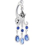 Sapphire Blue Gem GOTHIC CHANDELIER Top Dangle Belly Ring