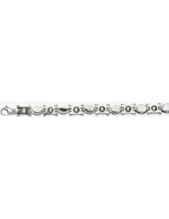 10mm 14k Fancy White Gold Link Bracelet 8"