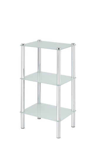 Kennedy Home Collection F-0552 Frosted Glass Rectangle Etagere, 3 Tier, Chrome
