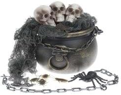 Halloween Witches Cauldron Filled with Creepy Halloween Bugs, Skeleton, Chain &amp; More