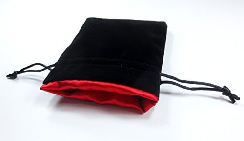 4x5 Dragon Fire Red Premium Black Velvet Dice Bag with Strong Red Satin Lining (Dice Bag Capacity is 5 Sets / 35 Dice)