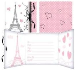 Creative Converting Party in Paris Die Cut Gatefold Invitations with Ribbon (8 Pack)