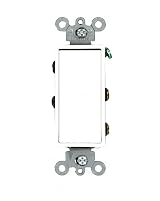 15 Amp 120/277 Volt, Decora Rocker Double-Pole AC Quiet Switch, Residential Grade, Grounding, Quickwire Push-In & Side Wired, Almond /Light Almond/Ivory/White/Black, 5602-2