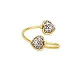 14k Two-Tone Diamond Double Hearts Toe Ring