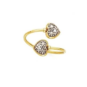 14k Two-Tone Diamond Double Hearts Toe Ring by JewelryWeb