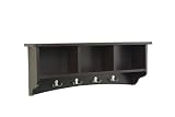 Alaterre ASCA04CL Shaker Cottage Coat Hooks with Storage, Chocolate
