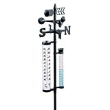 Grand Thermomètre 140cm de Jardin Girouette Pluviomètre