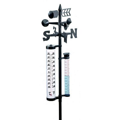 Grand Thermomètre 140cm de Jardin Girouette Pluviomètre