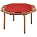 Solid Ranch Oak Octagonal Poker Table with Red Nylon Top
