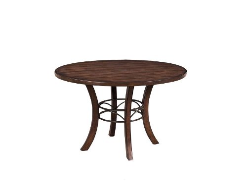 Cameron Wood Round Dining Table in Distressed Chestnut Brown