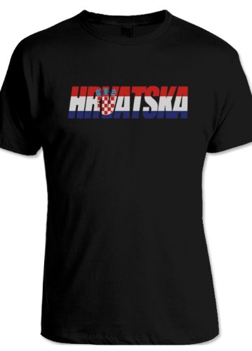 net-shirts KROATIEN FLAGFONT SHIRT T-Shirt, Größe XL, Schwarz