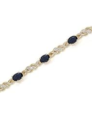 14kt Yellow Gold Oval Blue Sapphire and Diamond Bracelet