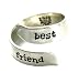 Handcrafted Far Fetched "Best friend" 925 Sterling Silver Adjustable Wrap Ring - Comes in Gift Packaging