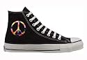 Converse Chuck Taylor All Star Black High Top Custom Embroidery Peace Sign m9160newpeace