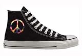 Converse Chuck Taylor All Star Black High Top Custom Embroidery Peace Sign m9160newpeace