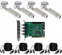PRO-GVK4BW 4 Weatherproof B/W Sony CCD Bullet Camera and Geovision Card Kit