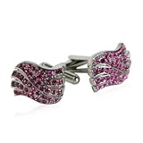 Fuchsia Swarovski Crystal Wave Cufflinks with Platinum Overlay