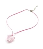 Image of Oi! Handstrung Baby Pink Leatherette Venetian Glass Heart Pendant  - V7