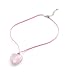 Oi! Handstrung Baby Pink Leatherette Venetian Glass Heart Pendant - V7
