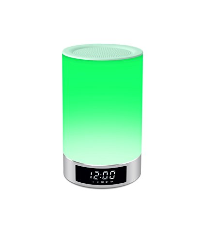 AcessGo Nightlights for Kids, Dimmable Table Lamps, Touch Control LED Night Lights with Bluetooth 4.0 Speaker, Alarm Clock, Dynamic Color Changing Mode, Speakerphone, TF Card Supported L5
