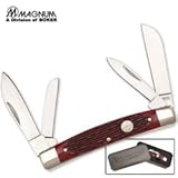 Magnum Knives SC100 Bonsai Congress Pocket Knife with Red Jigged Bone Handles