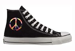Converse Chuck Taylor All Star Black High Top Custom Embroidery Peace Sign m9160newpeace