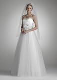 David's Bridal Strapless Satin Ballgown with 3D Flower Style 48993D