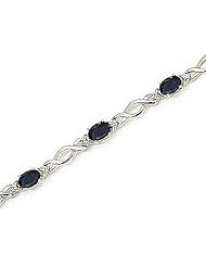 10kt Yellow Gold Oval Blue Sapphire and Diamond Bracelet