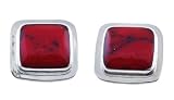 Sterling Silver Red Jasper Inlay Square Button Earrings