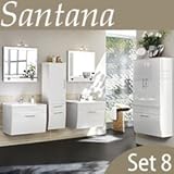 Badezimmer SANTANA Weiss 6-tlg Komplett Badmöbel SET8