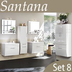 Badezimmer SANTANA Weiss 6-tlg Komplett Badmöbel SET8
