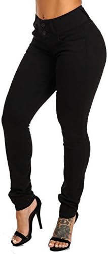 Saza Black High Waist Butt Lifting Levanta Cola Skinny Twill Pants 10868K