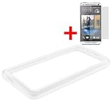 HTC ONE M7 WHITE TPU RUBBER BUMPER COVER HARD BORDER CASE + SCREEN PROTECTOR from [ACCESSORY ARENA]
