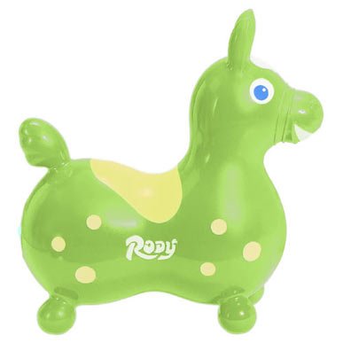 Inflatable 'Rody Horse' Children's Ride-On Rocking Horse: Color is Lime Green