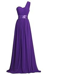 Chiffon One Shoulder Bridesmaid Dress  With a Ribbon  and a Sash 