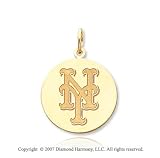 14k Yellow Gold New York Mets Stylized Circle Pendant