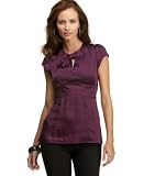 Nine West Cap-Sleeve Satin Blouse with Keyhole