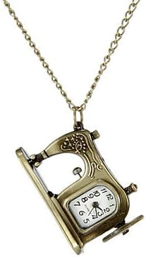 XXL Women's Sewing Machine Style Vintage Alloy Quartz Analog Necklace Watch
