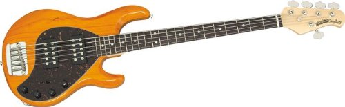 Music Man StingRay 5 HH 5-String Bass, Pearl Blue Rosewood Fretboard
