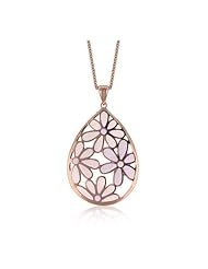 Enamel Daisy Pendant (Rose Goldtone) Necklace