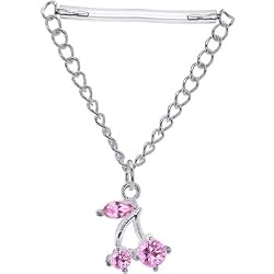 Invisible Bioplast Pink Cherry Sterling Chain Drop Nipple Shield