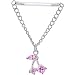 Invisible Bioplast Pink Cherry Sterling Chain Drop Nipple Shield