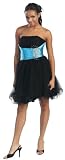 31L gp3LLaL. SL160  Strapless Cocktail Party Junior Prom Dress #611 (4, Black/Turquoise)