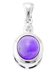 Sterling Silver Genuine Cabochon 10x8mm Amethyst Pendant