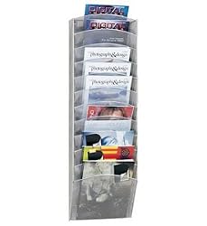 Mesh Magazine Rack-12 Pockets-Silver (Silver) (37"H x 12 1/10" W x 4"D)