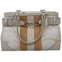 Coach 13337 Hampton Optical Signature Stripe Carryall Purse Bag- White